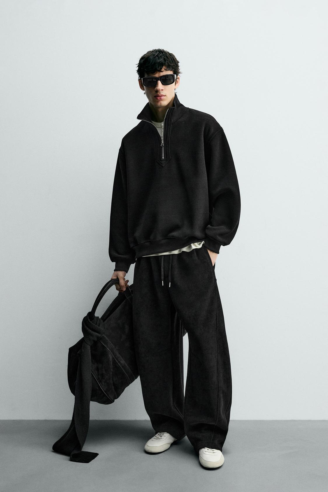 ВЕЛЬВЕТОВАЯ ТОЛСТОВКА ZARA С ЗАСТЕЖКОЙ НА ЧЕТВЕРТЬ МОЛНИИ