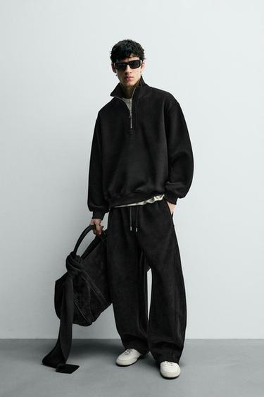 SUDADERA PANA CUELLO CREMALLERA - Negro de Zara