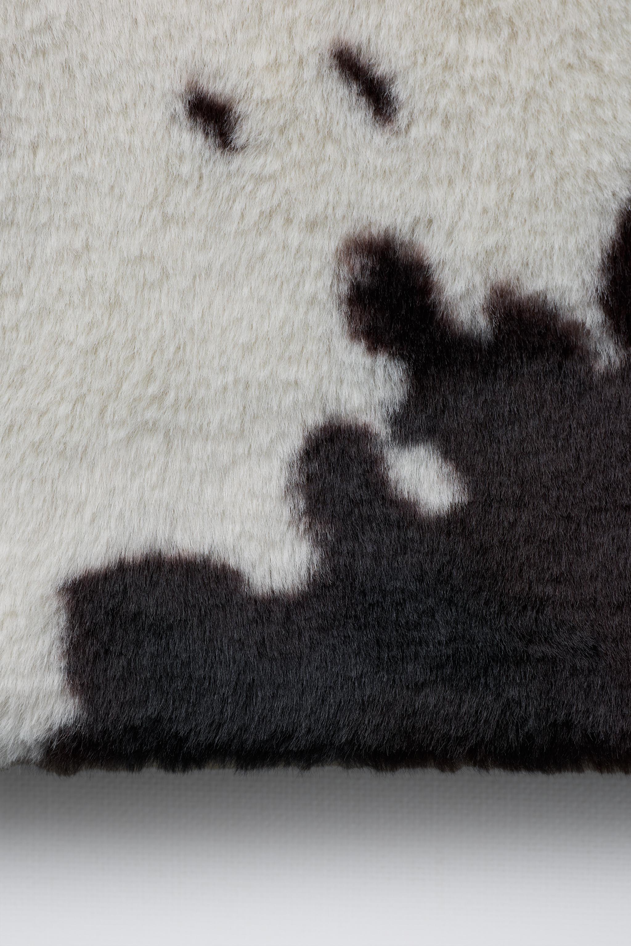 COW PRINT FAUX FUR JACKET