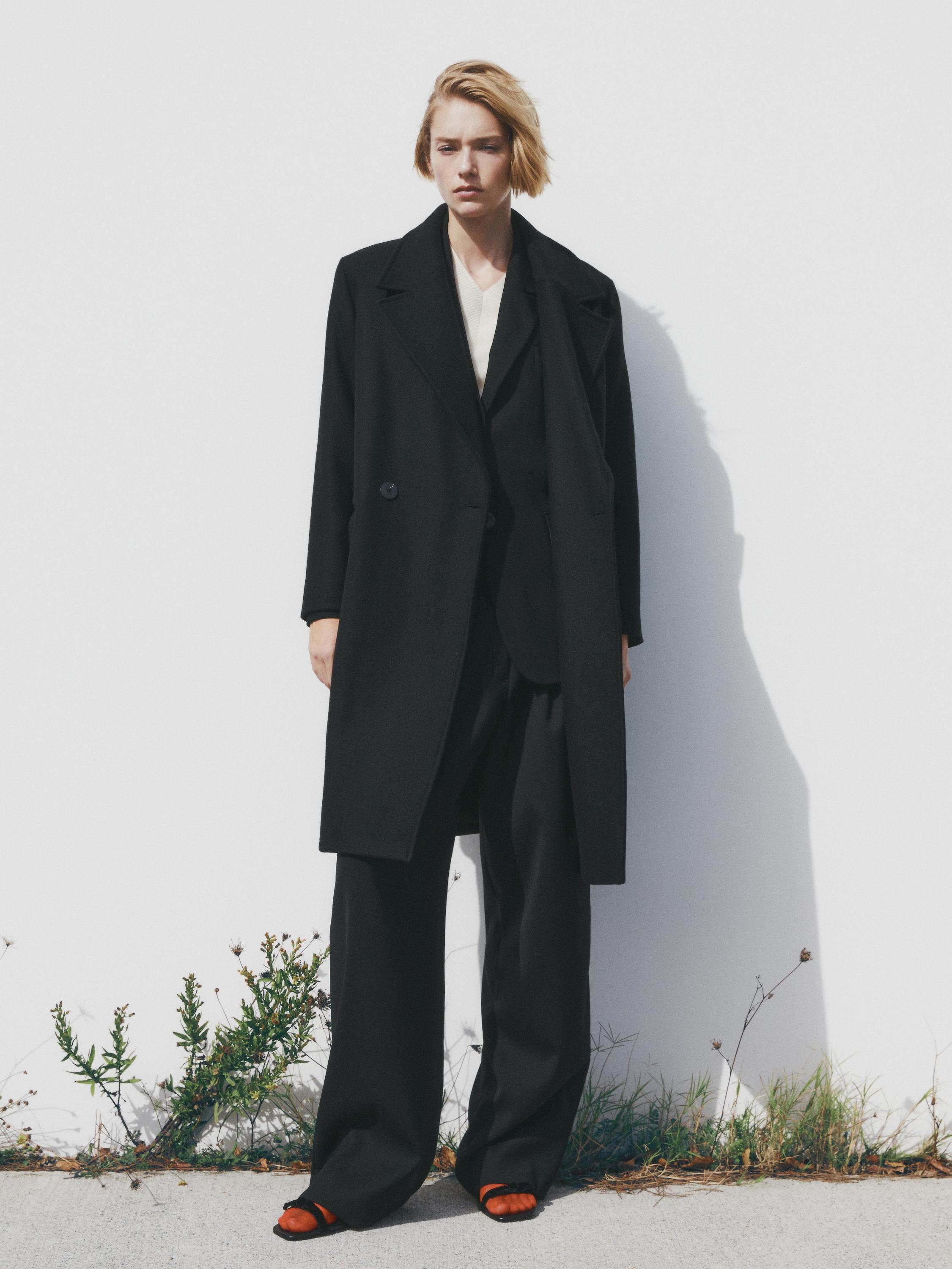 Zara black cheap wool coat