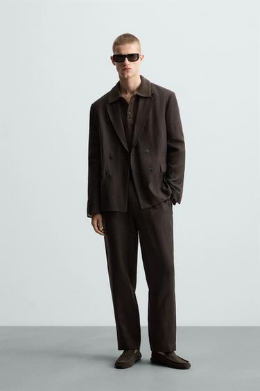 PANTALÓN TRAJE 100% LINO - Marrón de Zara - Imagen 0