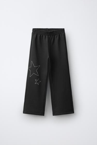 PANTALÓN WIDE LEG ESTRELLA TACHAS - Gris antracita de Zara