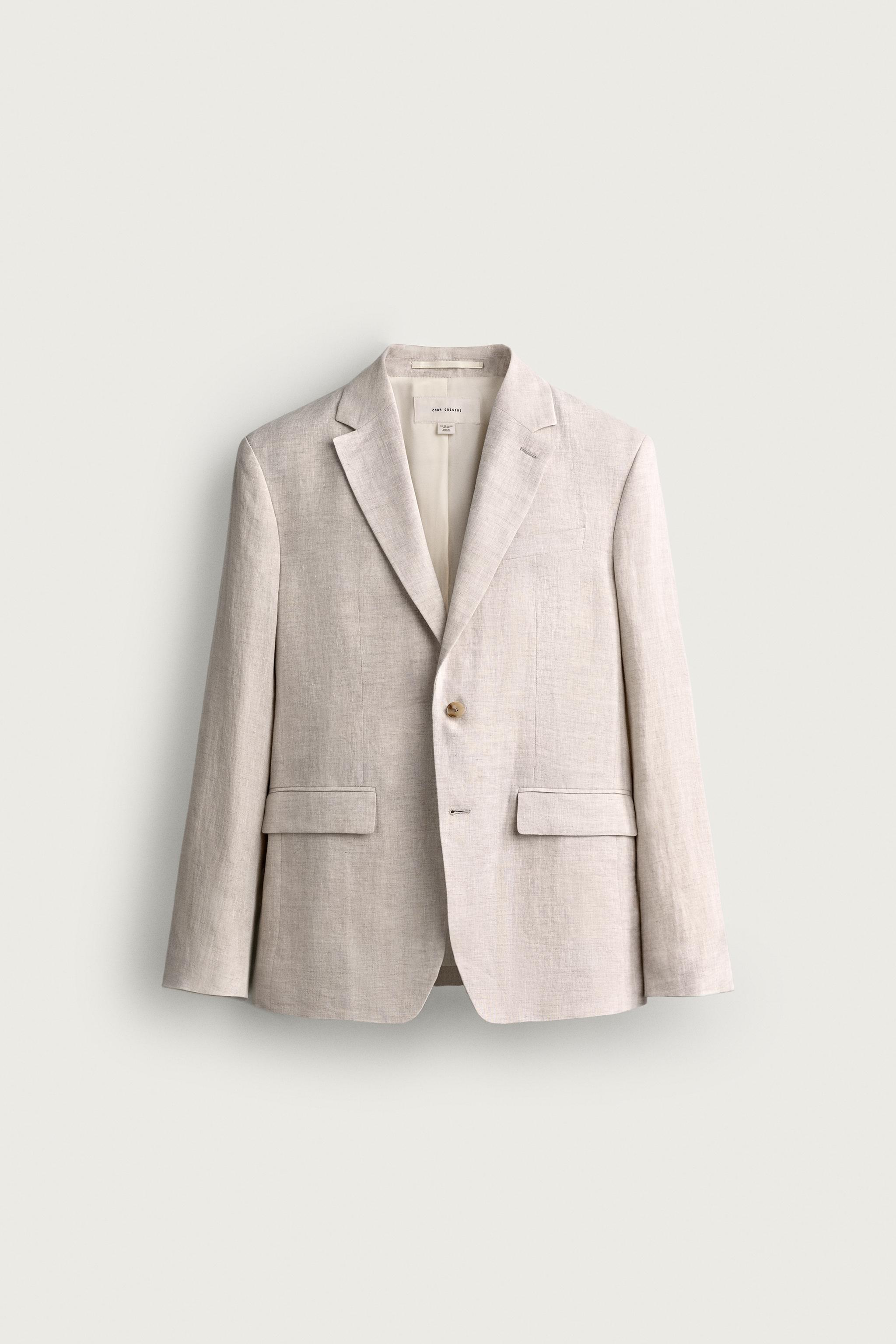 100% LINEN SUIT BLAZER — Sand