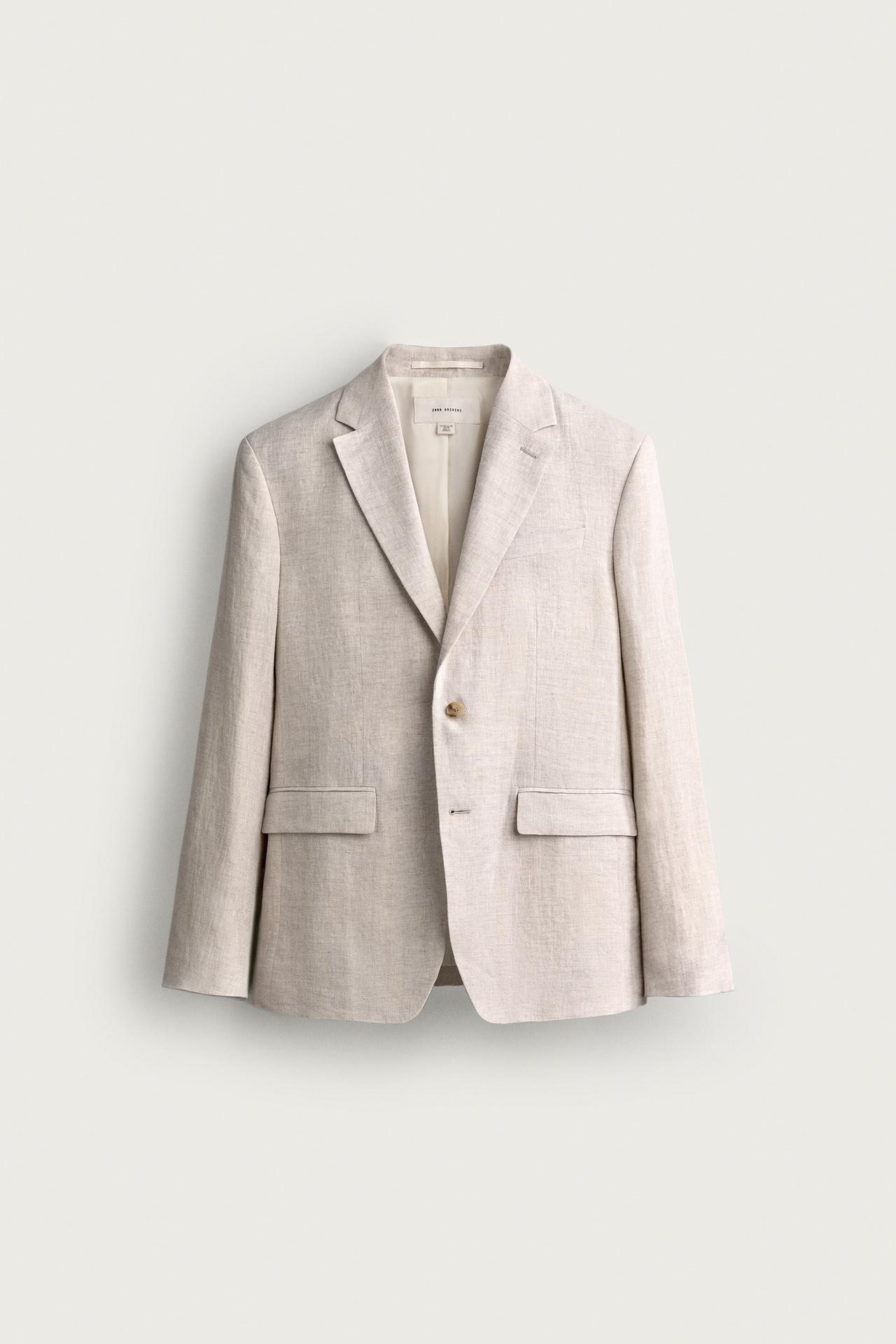 100% LINEN SUIT BLAZER — Sand