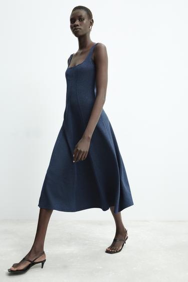 STRAPPY MIDI DRESS - Navy marl by Zara
