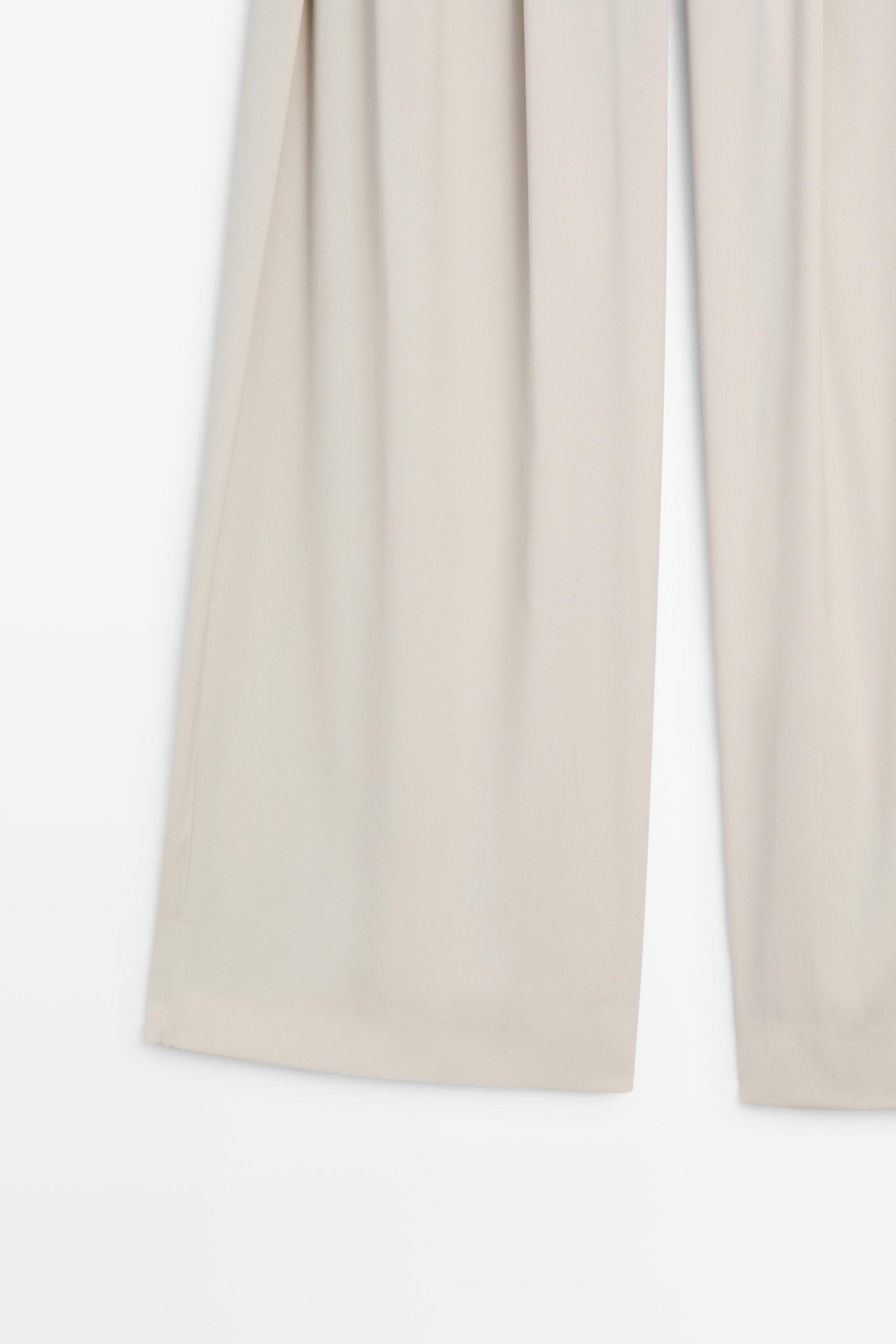 Wool blend darted pants with button detail