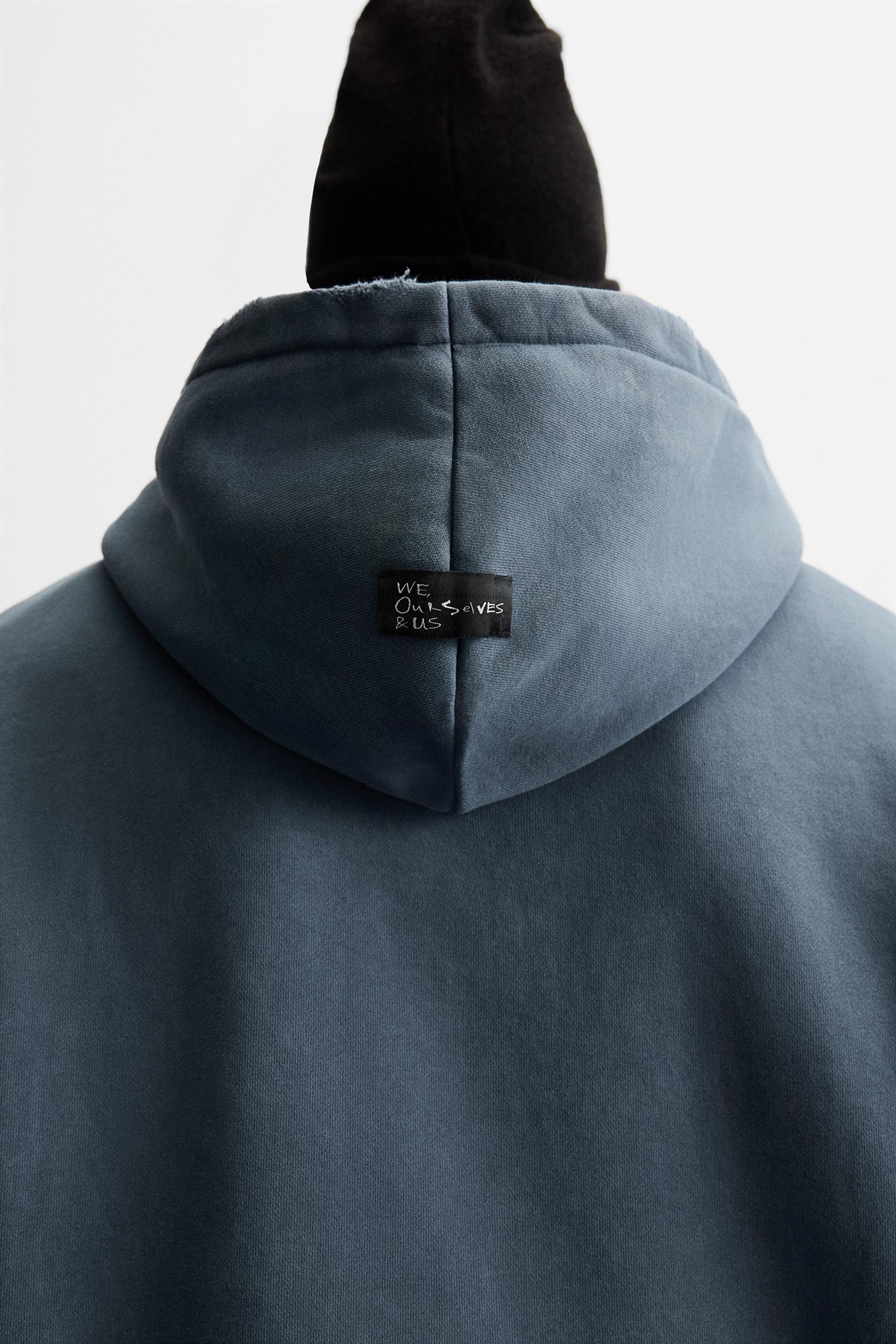 【ZARA】テキストプリントフーディ ブルー | 4087/406/400 テキストプリントフーディ - ブルー | ZARA Japan / 日本
