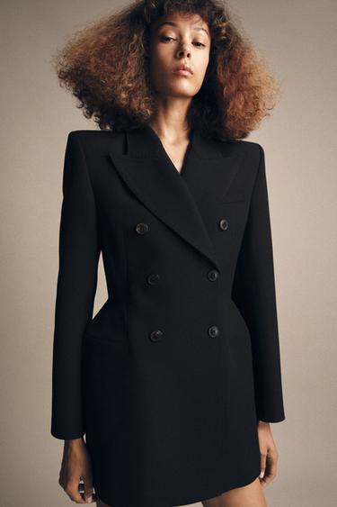 Zara ZW COLLECTION DOUBLE BREASTED BLAZER DRESS - Black