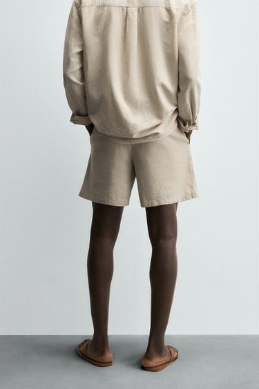 BERMUDA AVEC LIN - Beige clair de Zara - Image 2