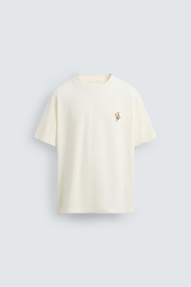CAMISETA COM ESTAMPADO FOTOGRÁFICO COMBINADO - Branco-marfim da Zara