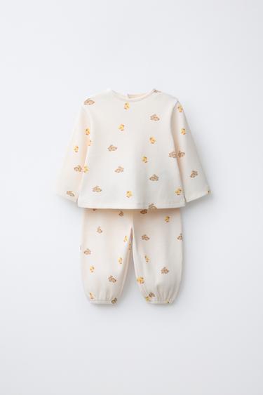 TEXTURED T-SHIRT AND BUNNY TROUSERS SET - Cream by Zara