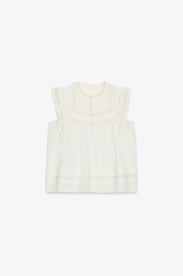 ZW COLLECTION EMBROIDERED BLOUSE - Ecru by Zara - Image 5