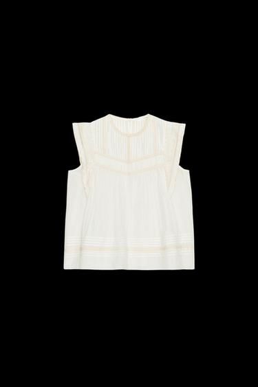 ZW COLLECTION EMBROIDERED BLOUSE - Ecru by Zara - Image 0