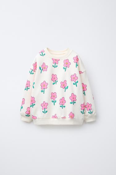 Zara PRINTED SWEATSHIRT - Neon pink
