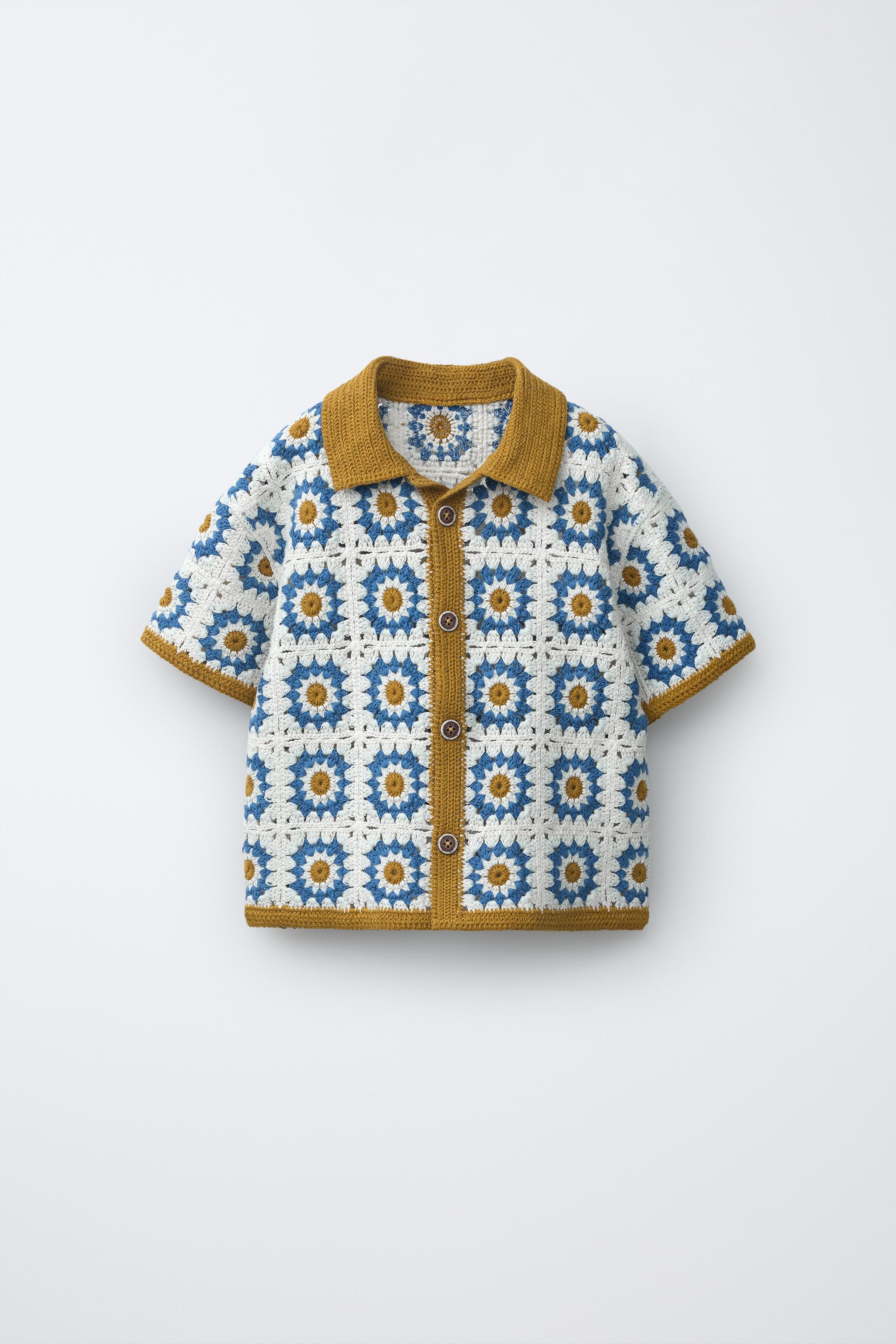 CROCHET SUN KNIT SHIRT - Sand / Blue | ZARA United States