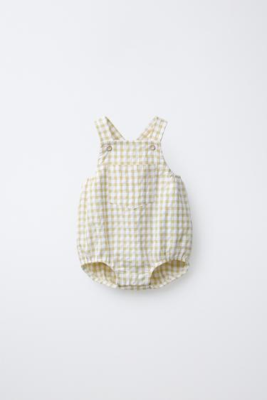 Zara GINGHAM ROMPER - Light green