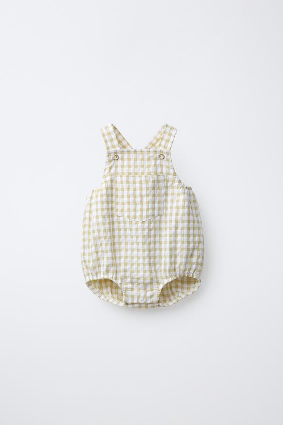 GINGHAM ROMPER - Light green by Zara - Image 0