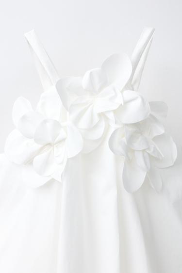 ROBE EN POPELINE FLEURIE - Blanc de Zara - Image 2