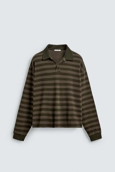 PIKEE-POLOSHIRT MIT STREIFEN - Dunkles Khaki von Zara