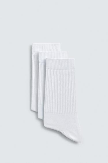 BASIC RIB SOCKS 3-PACK - White by Zara