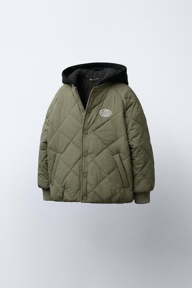 BLOUSON REMBOURRÉ À CAPUCHE BIMATIÈRE - Kaki de Zara - Image 1