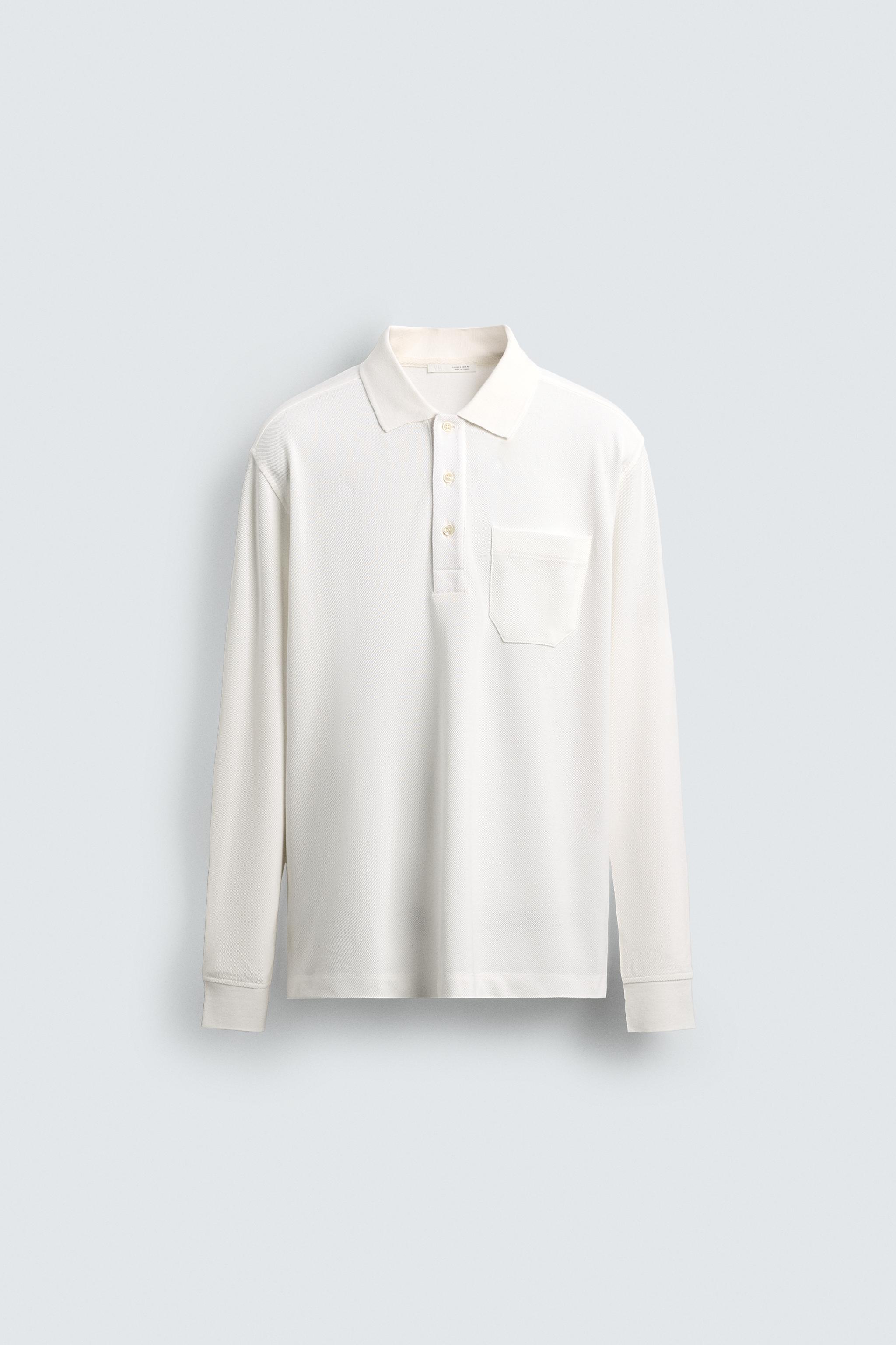 REGULAR FIT PIQUÉ POLO SHIRT WITH POCKET — Oyster-white