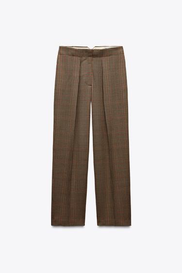 ZW COLLECTION CHECK DARTED TROUSERS - Light brown by Zara - Image 4