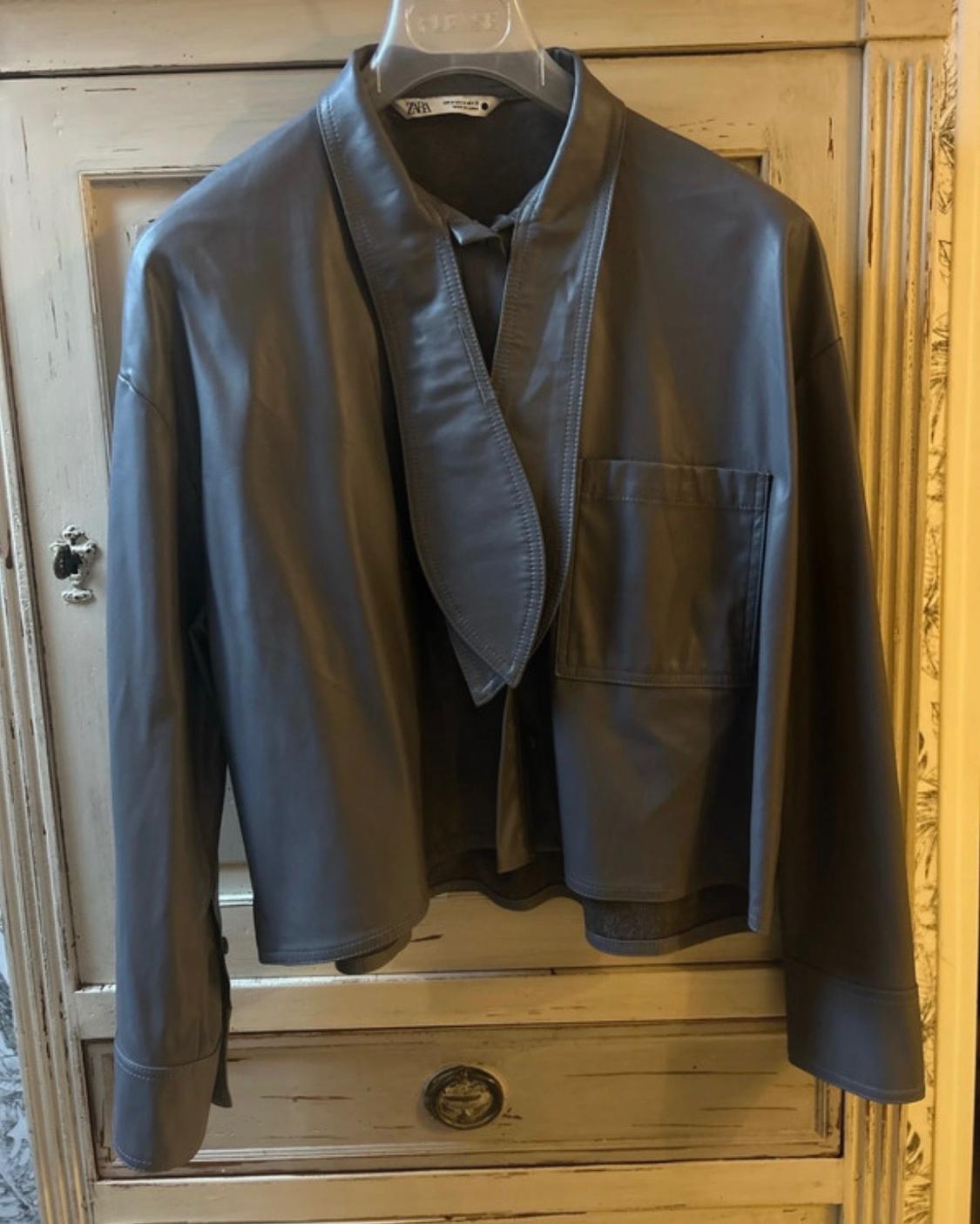 FAUX LEATHER SHIRT WITH BOW - Image 2