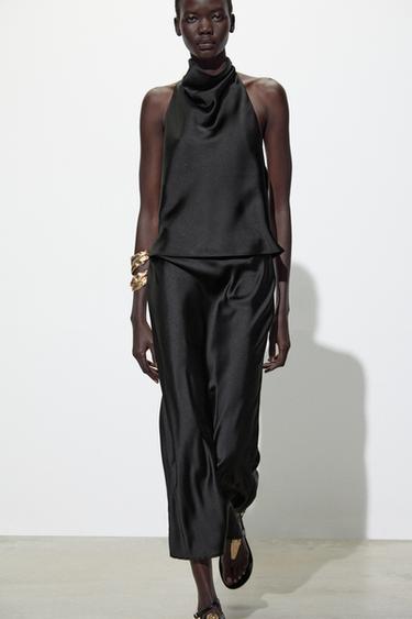 TOP HALTER SATINÉ - Noir de Zara - Image 5