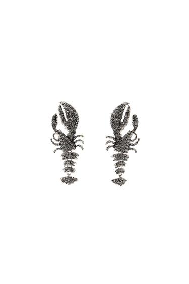 Zara SPARKLY LOBSTER EARRINGS - Anthracite grey - Image 0
