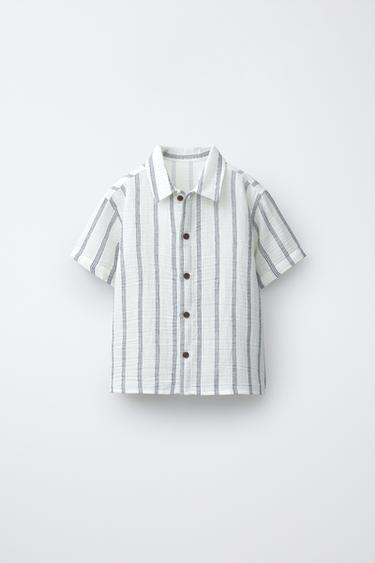 STRIPED TEXTURED SHIRT - Light ecru by Zara