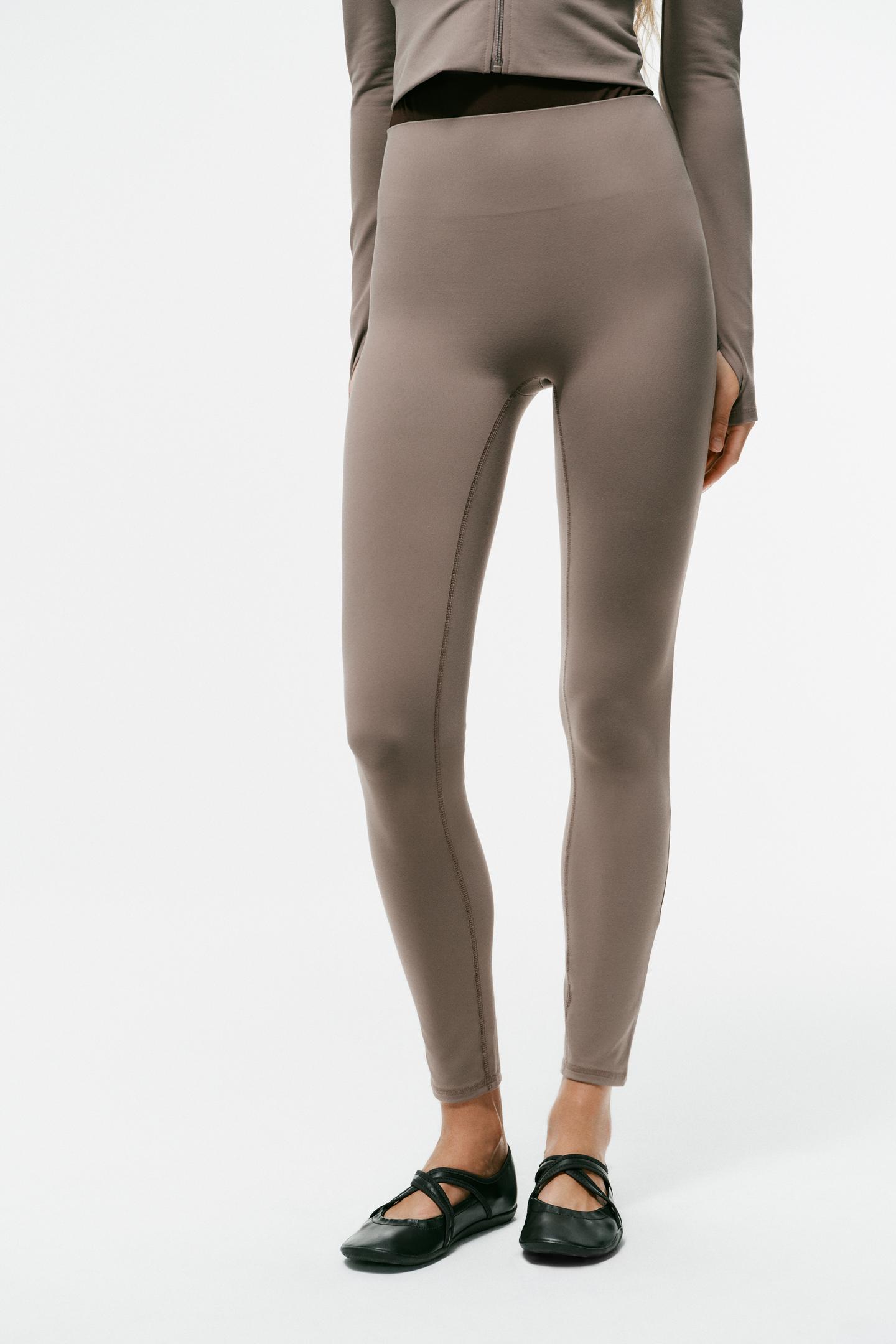 Женские леггинсы Zara Stretch, цвет: Светлый коричневый — фото 2