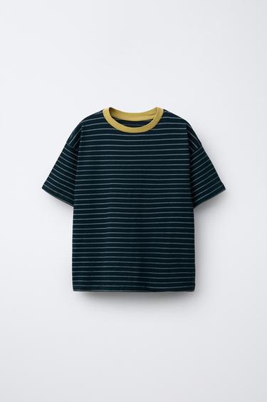 Zara Çi̇zgi̇li̇ - KONTRAST YAKALI ÇİZGİLİ T-SHIRT