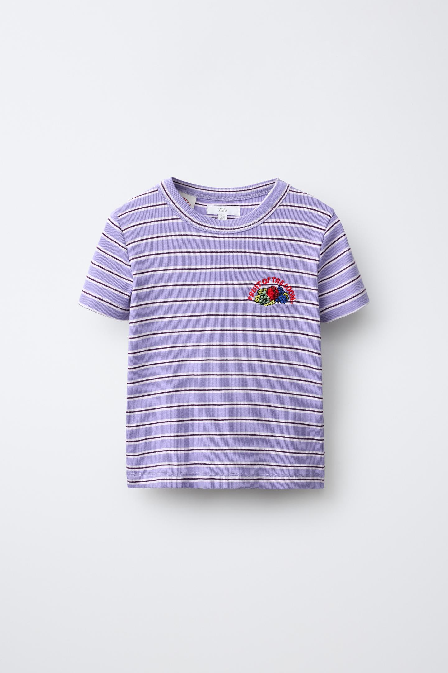 Футболка Zara Fruit OF the Loom™ Striped, цвет: Фиолетовый