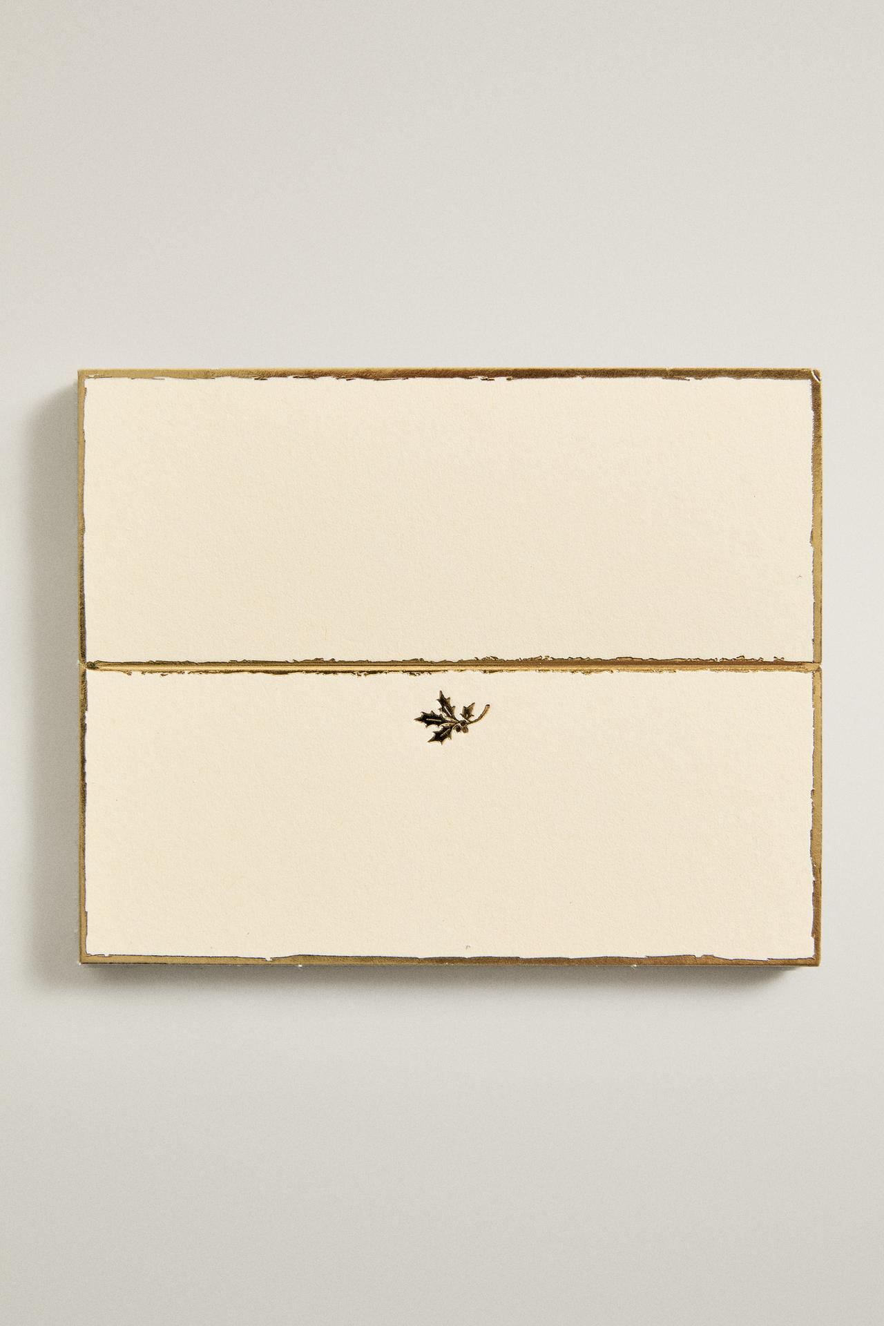 RECTANGULAR PAPER PLACE CARD WITH GOLD RIM CHRISTMAS (PACK OF 12) — White
