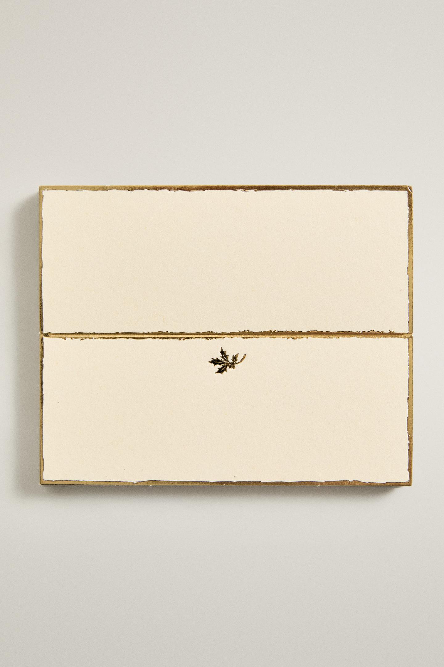 Zara Rectangular Paper Place Card with Gold Rim Christmas (Pack OF 12), цвет: Белый — фото 2