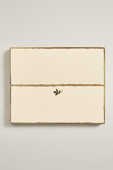 RECTANGULAR PAPER PLACE CARD WITH GOLD RIM CHRISTMAS (PACK OF 12) — White 2