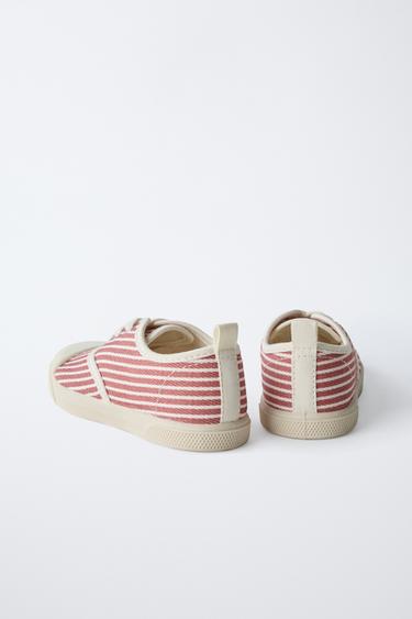 STRIPED COTTON TRAINERS - Red by Zara - Image 5