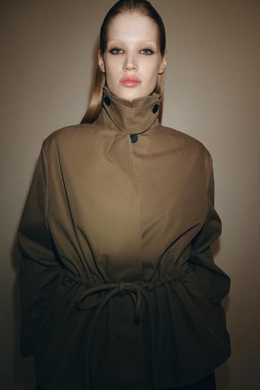 ZW COLLECTION SHORT PARKA WITH ADJUSTABLE WAIST - Brown / Taupe by Zara - Image 5