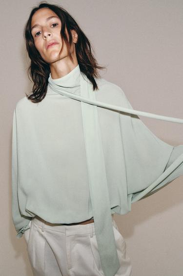 Zara TIED ZW COLLECTION SHIRT - Sea green