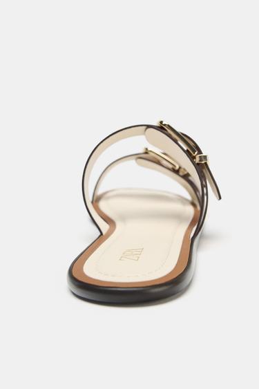 DOUBLE-STRAP BUCKLE SANDALS - Ecru White by Zara - Image 4
