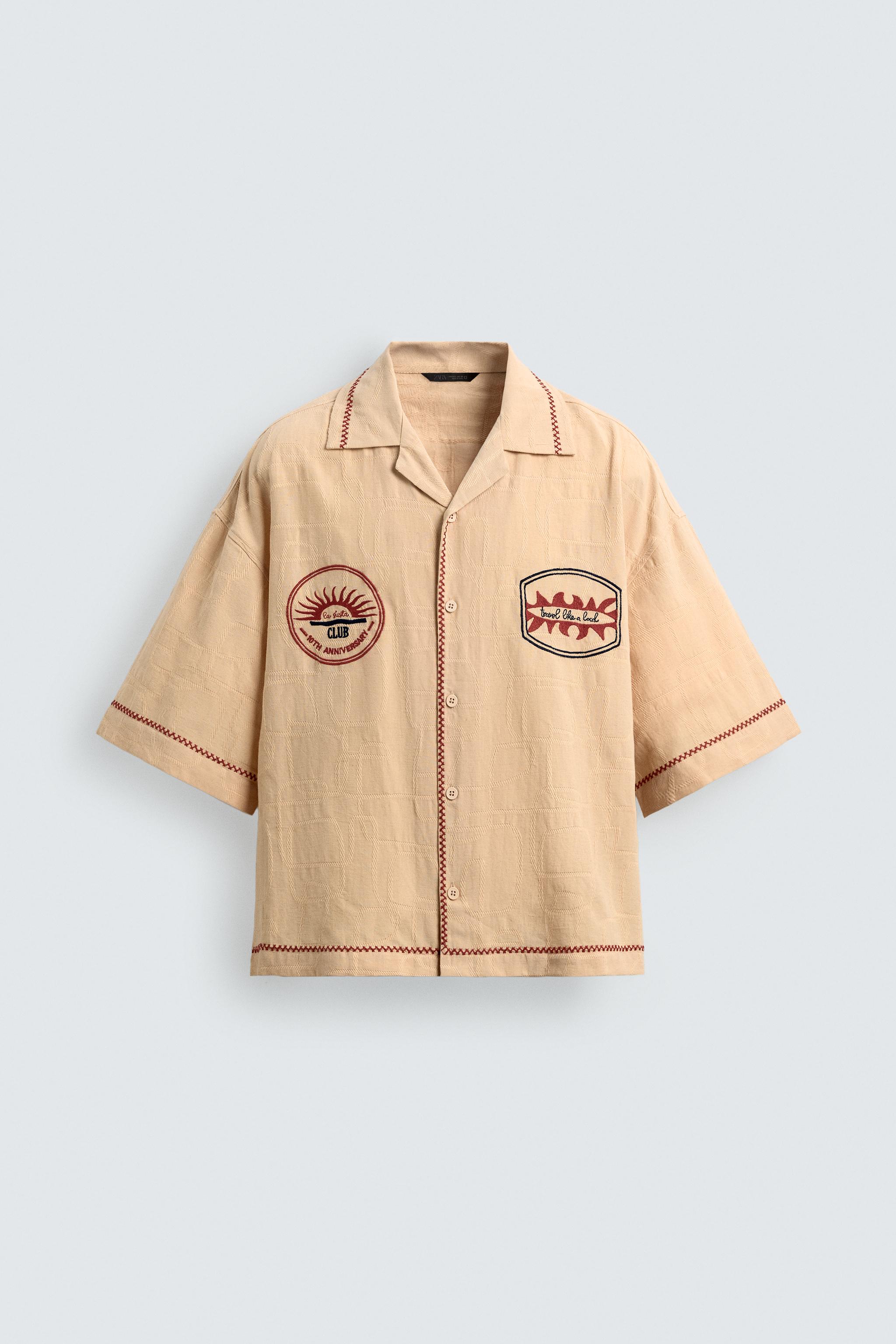 EMBROIDERED JACQUARD BOXY FIT SHIRT