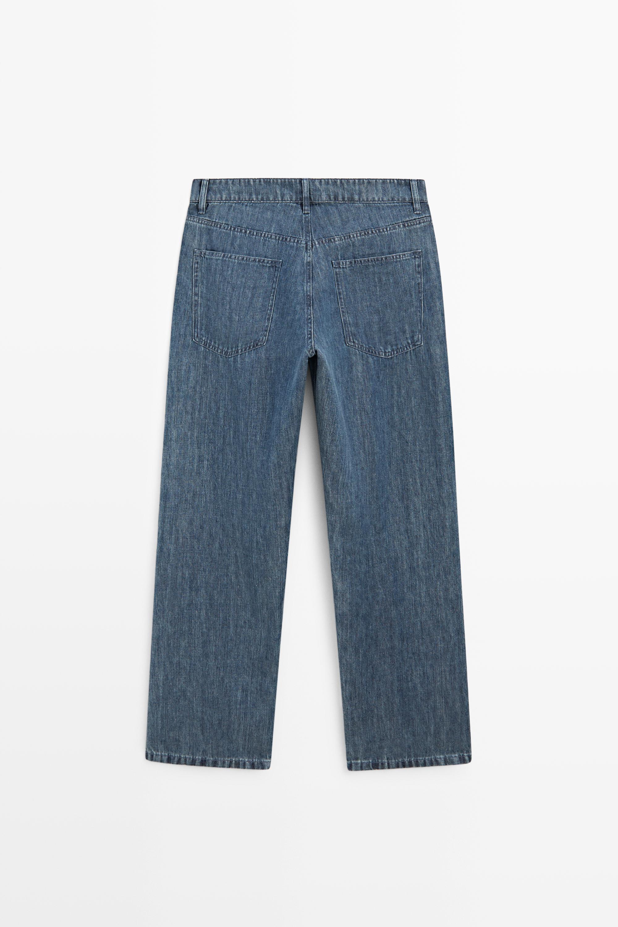 100% linen wide-leg jeans