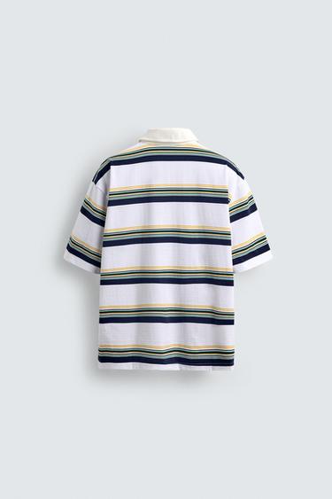 STRIPED POLO SHIRT - White by Zara - Image 6
