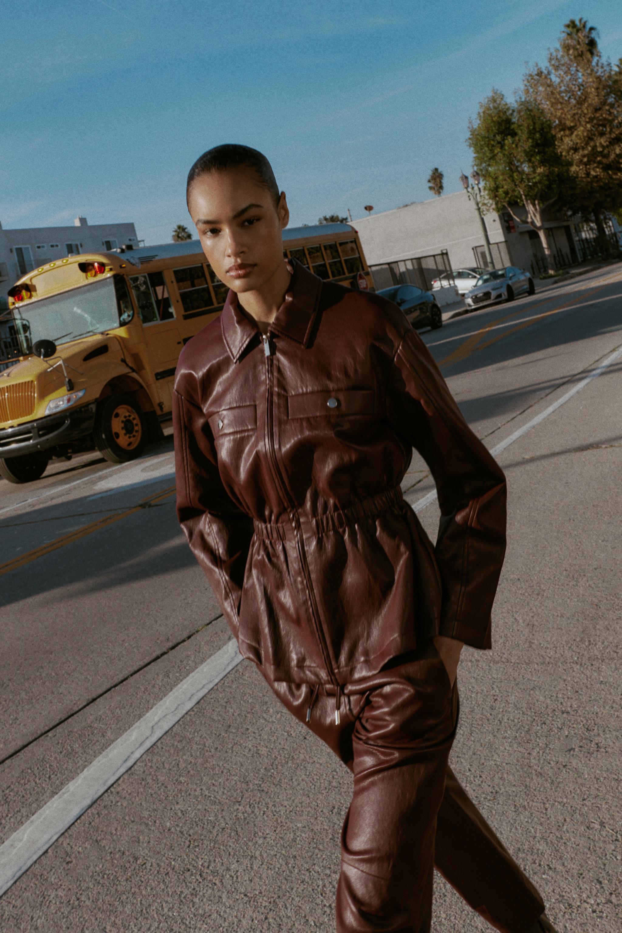 BLOUSON MATIÈRE SYNTHÉTIQUE À TAILLE ÉLASTIQUE