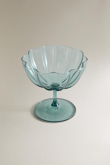COUPE À GLACE EN VERRE ONDULÉ - Bleu de Zara - Image 1