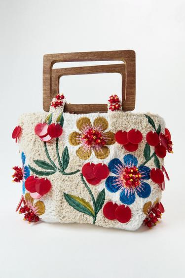 Zara EMBROIDERED MINI HANDBAG - Multi-color