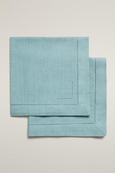 PACK OF HEMSTITCHED COTTON NAPKINS (PACK OF 2) - Bluish by Zara