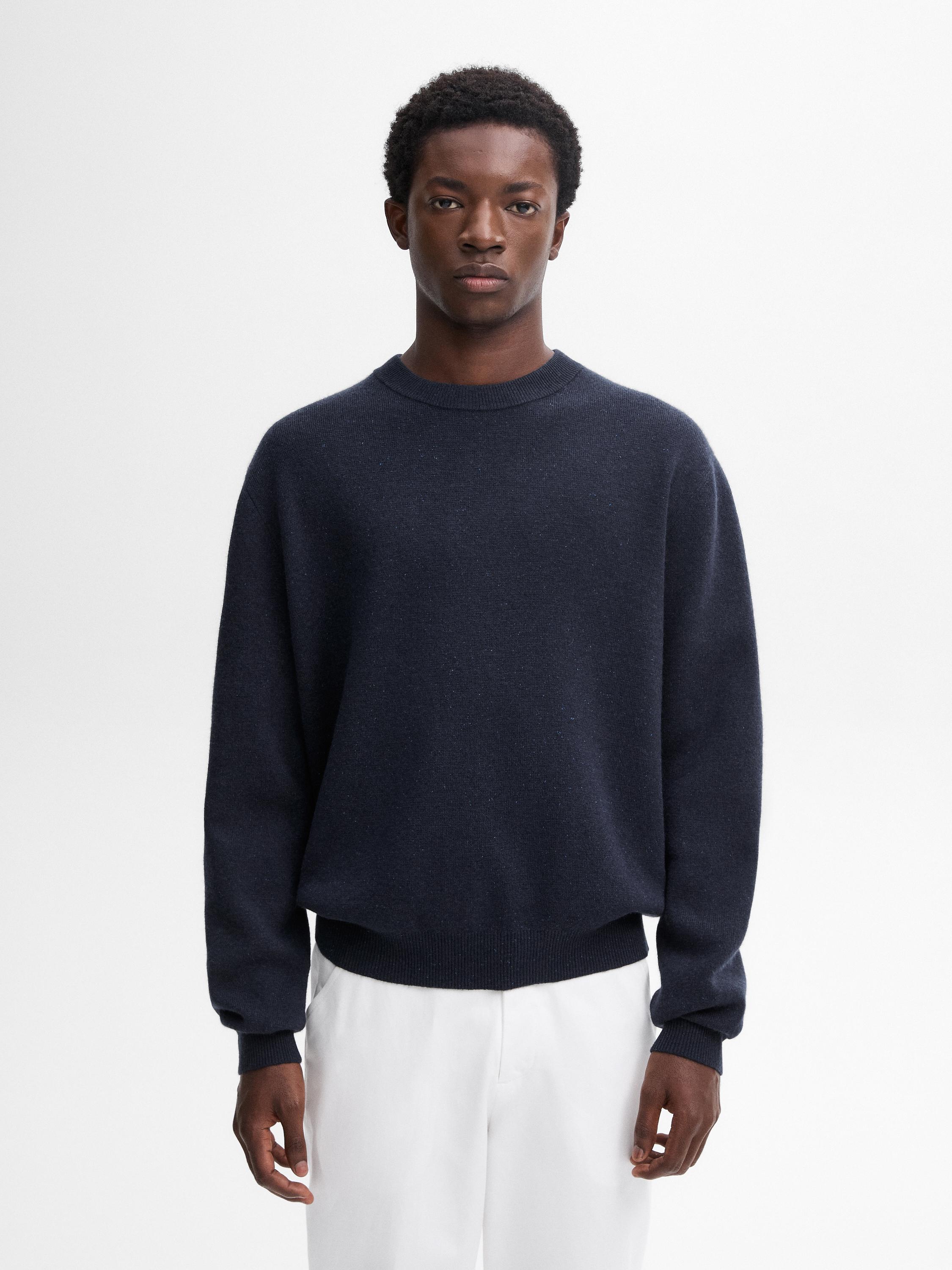 Navy blue knit sweater hotsell