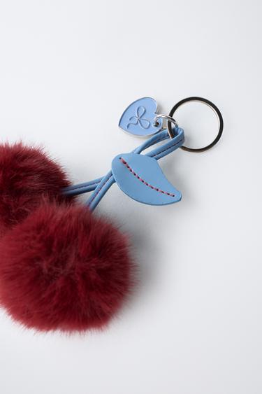 FAUX FUR CHERRY KEY RING - Burgundy by Zara - Image 2